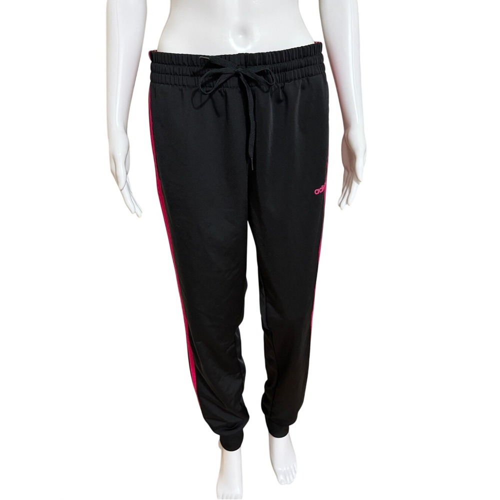 Adidas Black Pink Side Stripes Jogger Pants Size Large